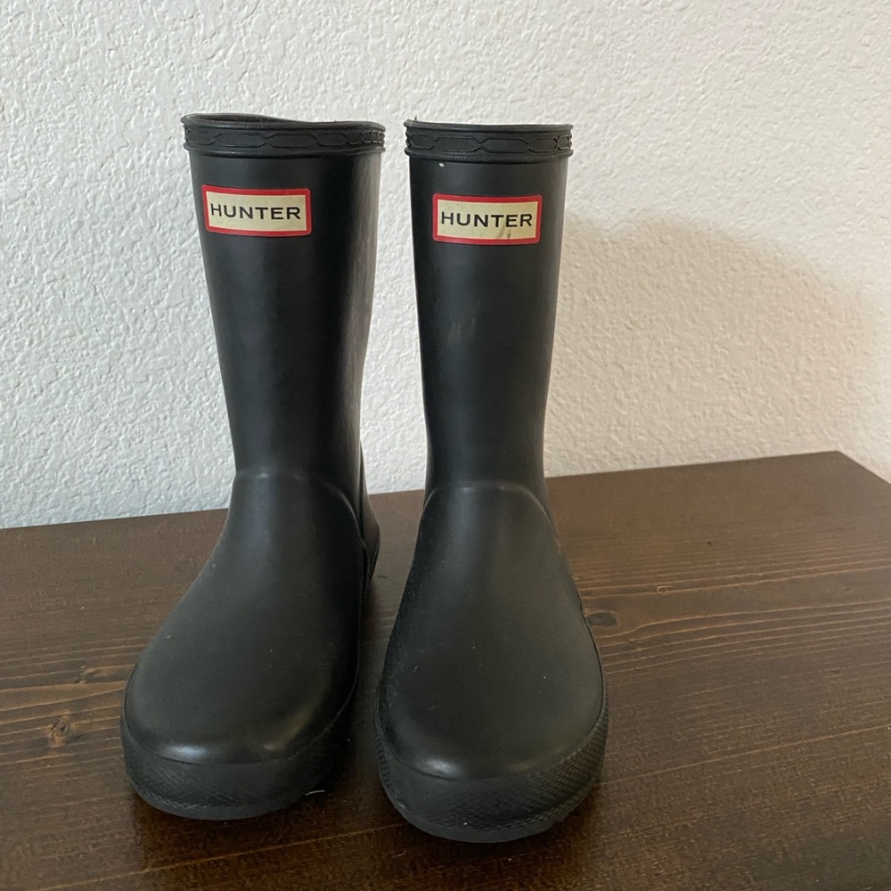 Kids Hunter Black Rain Boots